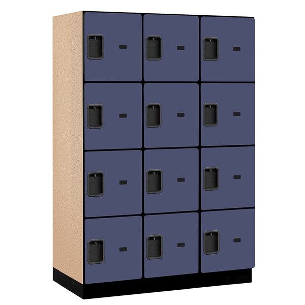 4 Tier Designer Locker, 54"Wx76"Hx21"D, 12 Door, Blue